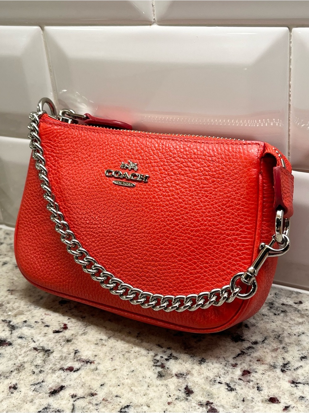 Coach Nolita Orange Pebbled Leather Wristlet/Mini Bag EUC - Picture 2 of 10